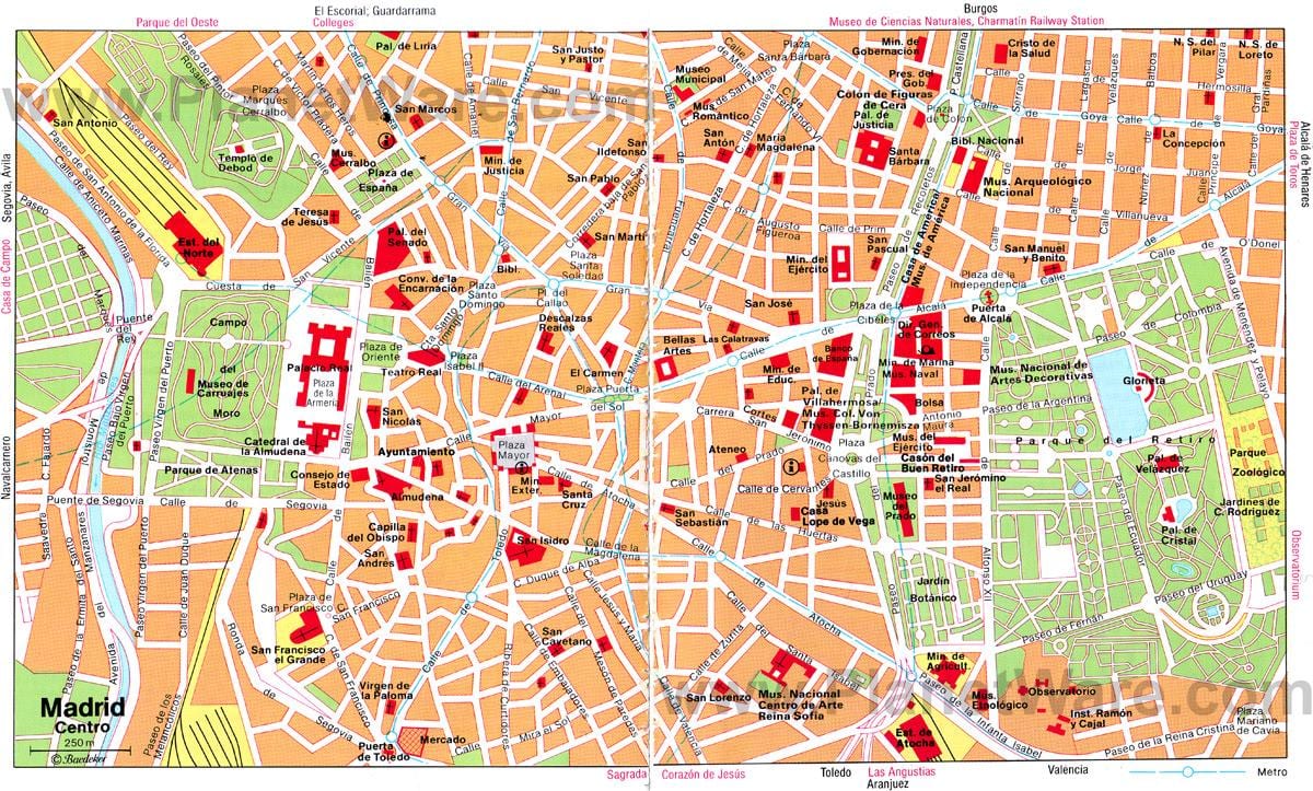 Madrid İspaniya şəhərinin xəritədə