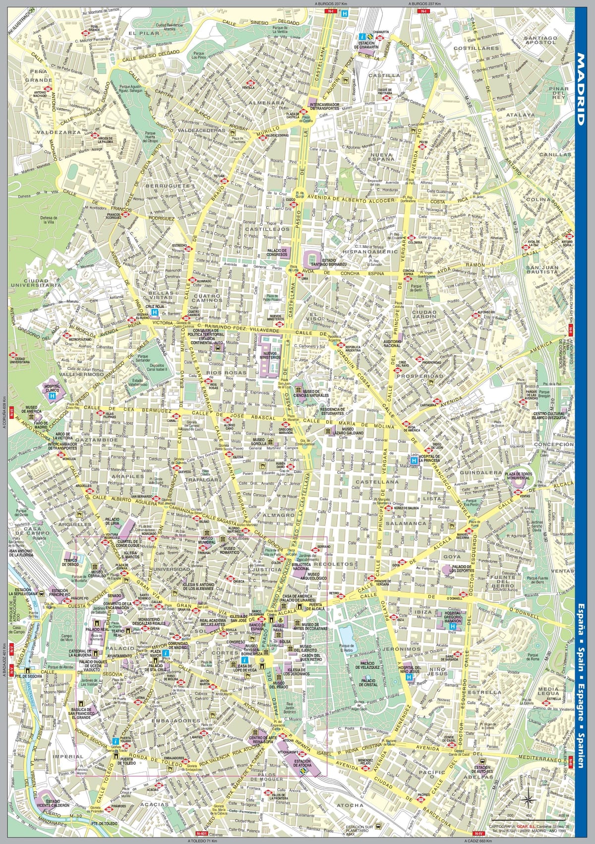 kart küçə Madrid şəhərin mərkəzinə qədər