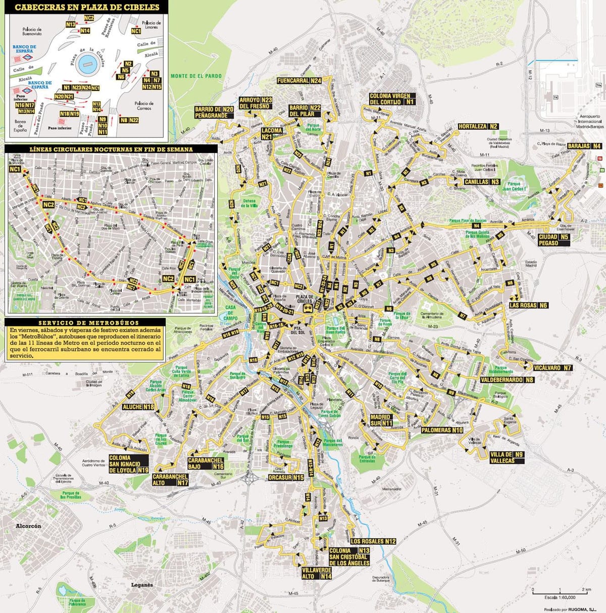 avtobus marşrutları Madrid xəritə
