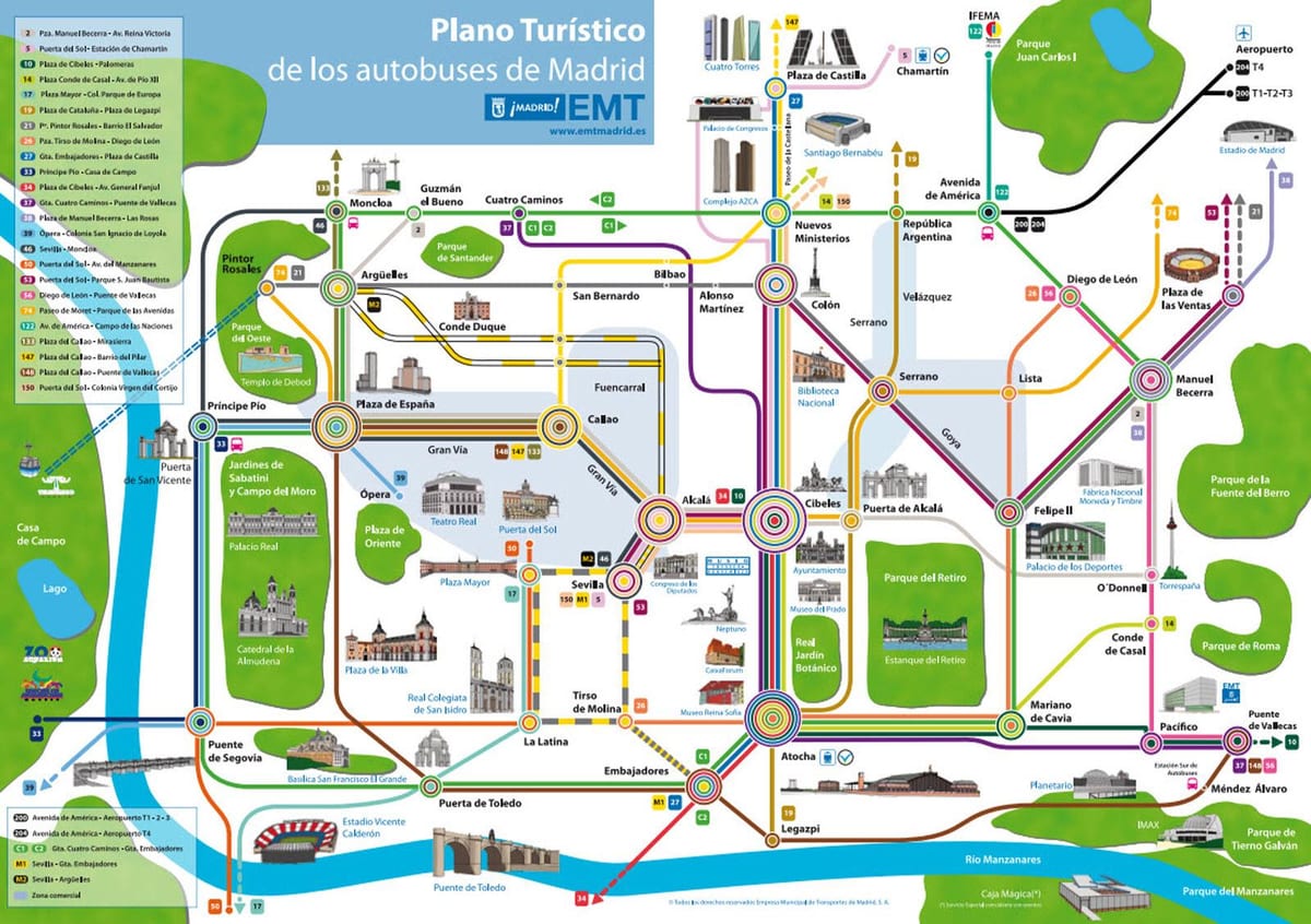 avtobus Madrid xəritə