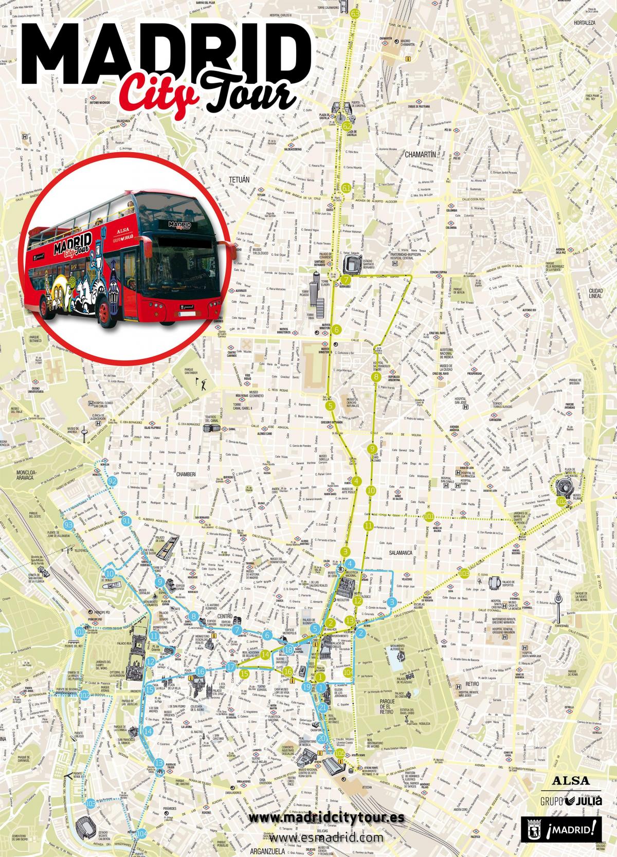 Madrid avtobus turu xəritə