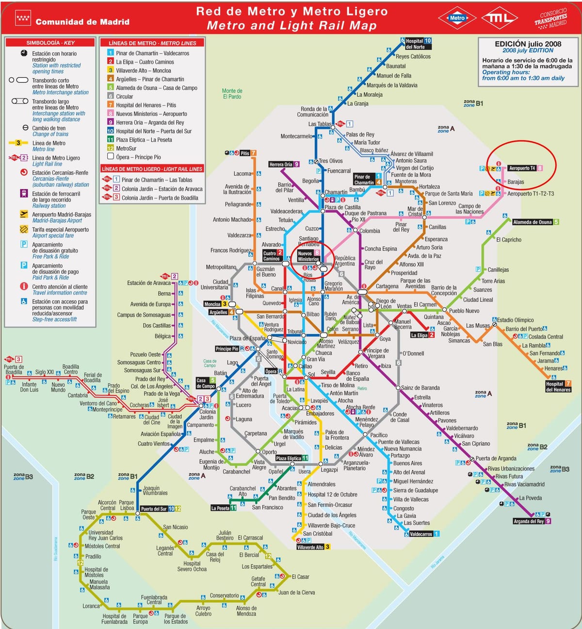 Hava Madrid sxemi və metro 