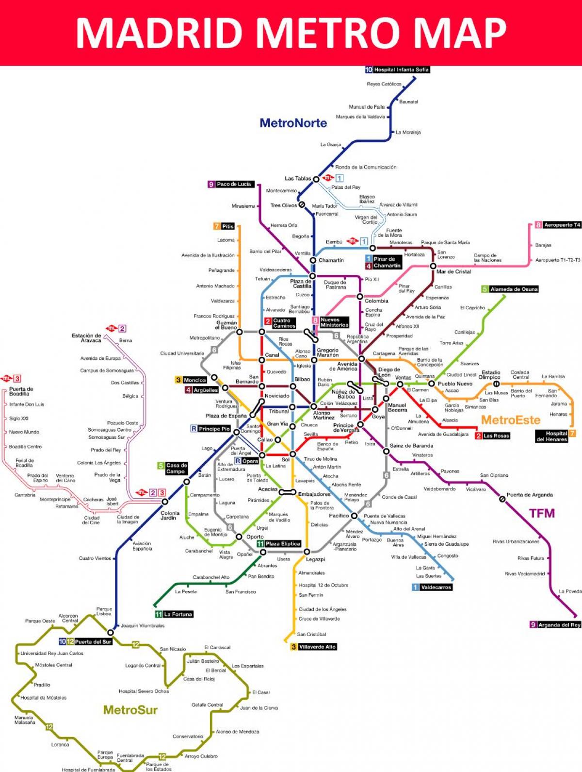 Metro Madrid İspaniya xəritəsi
