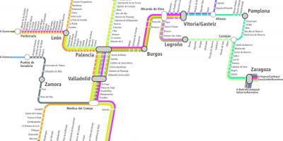 Kart Ренфе qatarların xəritəsi Madrid